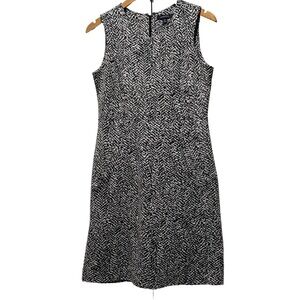 Lands’ End Herringbone Sleeveless Ponte Pencil Dress Black White - Size 6P